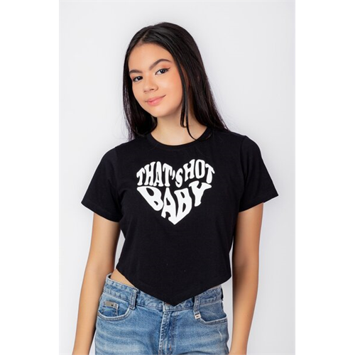 Biconic Black Crop V Hemline Tee