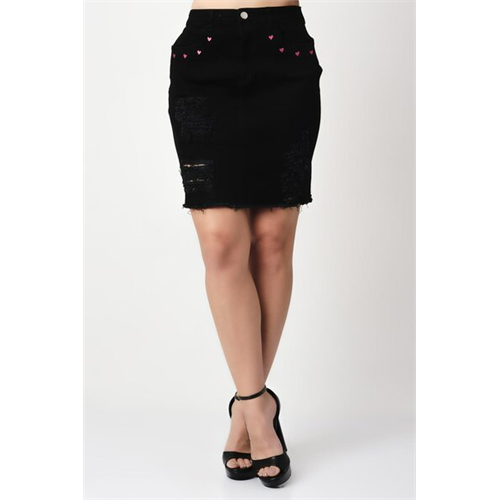 Biconic Black Embroidery Rip Skirt