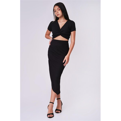 Biconic Black High Slit Skirt