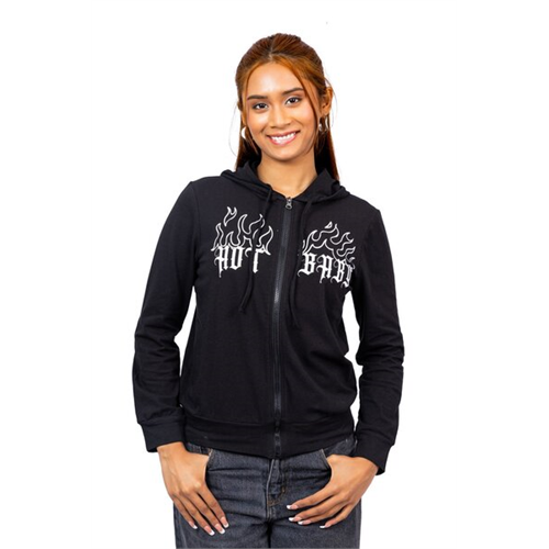 Biconic Black Long Sleeve Slogan Printed Hoodie