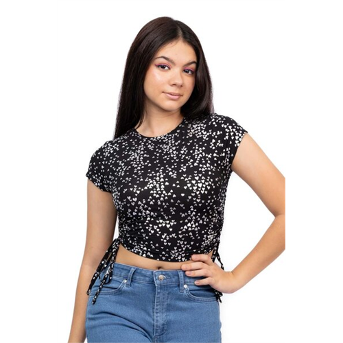 Biconic Black Side Ruched Crop Top