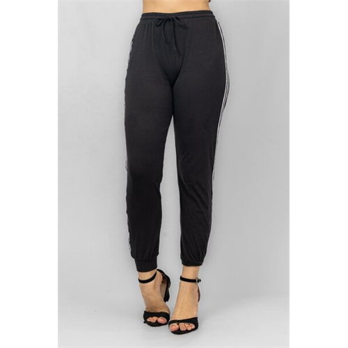 Biconic Black Side Stripe Tape Eyelet Detailed Jogger