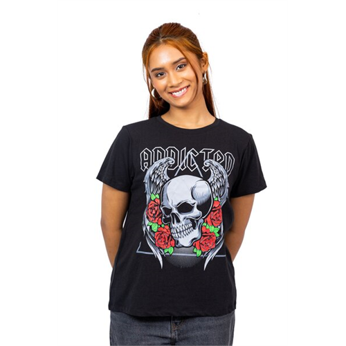 Biconic Black Skull Graphic Oversized Tshirt