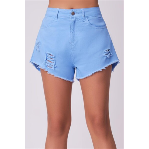 Biconic Blue Distressed Rip Twill Shorts