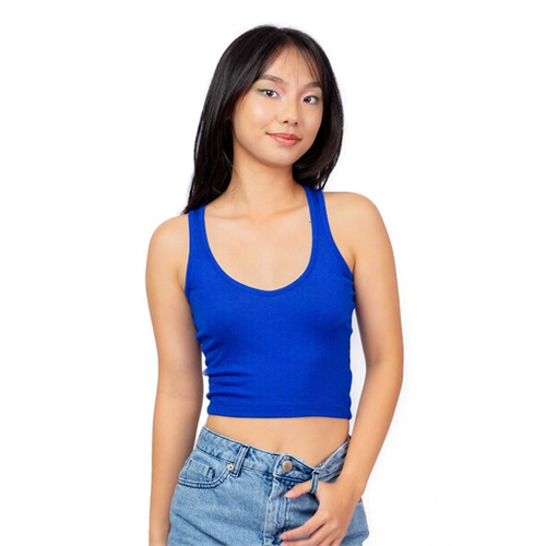 Biconic Blue V Neck Rib Knit Tank Top