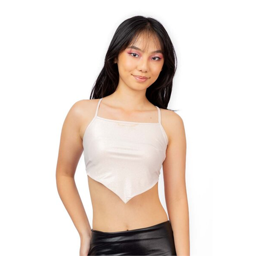 Biconic Cream Shimmer Crop Strappy Back Open Top