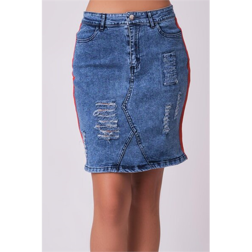 Biconic Denim Athleisure Skirt With Side Tape