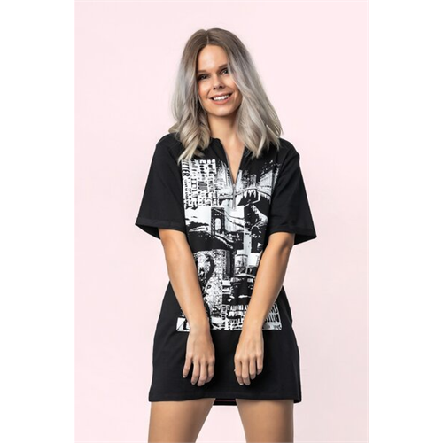 Biconic Graphic Zip Detail Dress