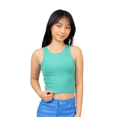 Biconic Green Rib Cropped Tank Top