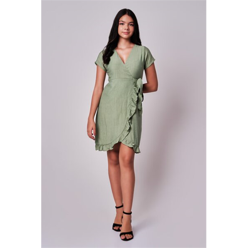 Biconic Green Wrap Dress