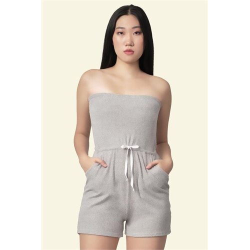 Biconic Grey Relaxed Fit Strapless Playsuit