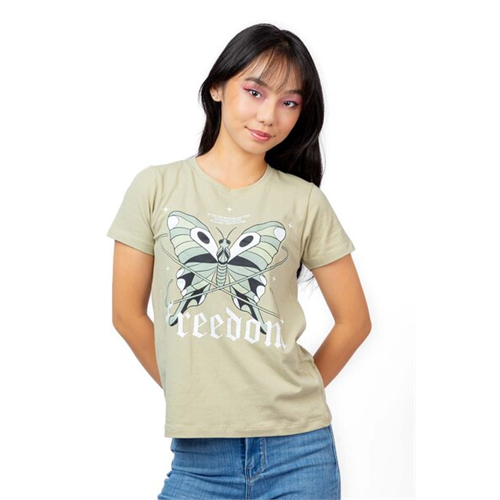 Biconic Light Brown Butterfly Graphic Tshirt