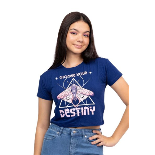 Biconic Navy Destiny Graphic Cropped Boxy Tshirt