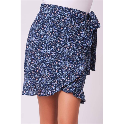 Biconic Navy Floral Wrap Skirt