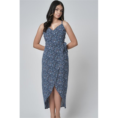 Biconic Navy Sleeveless Wrap Dress