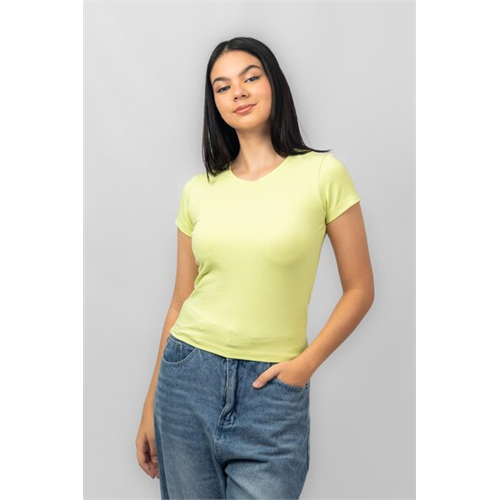 Biconic Neon Green Short Sleeve Basic Crop Fitted Tshirt