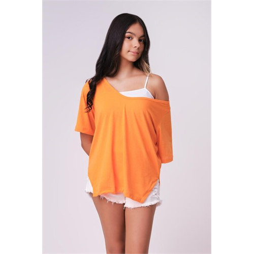 Biconic Orange Oversized V Neck Tee