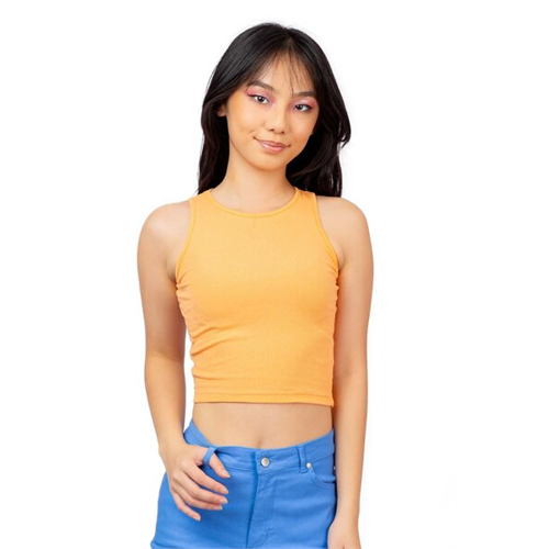 Biconic Orange Rib Cropped Tank Top