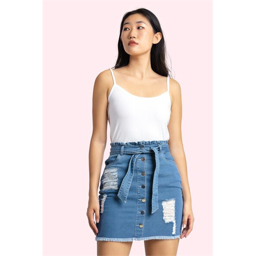 Biconic Paper Bag Denim Skirt