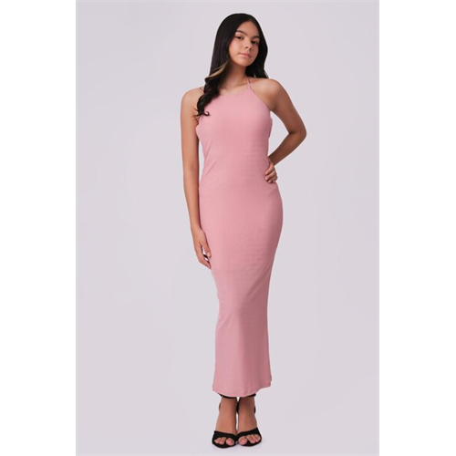 Biconic Pink Maxi Dress With Front Slit