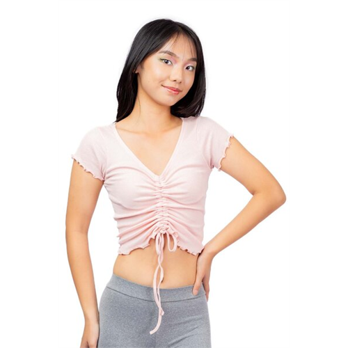 Biconic Pink Semi Fit V Neck Crop Top