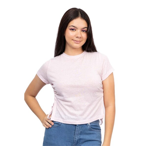 Biconic Pink Short Sleeve Side Ruching Tshirt