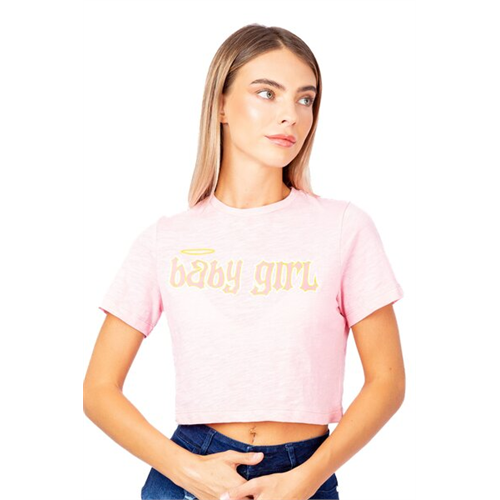 Biconic Pink Slogan Raglan Crop Top