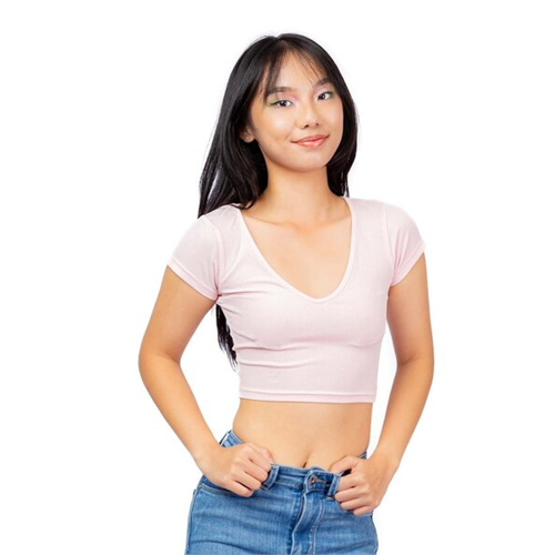 Biconic Pink V Neck Crop Top