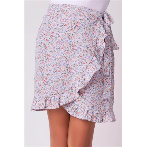 Biconic Purple Floral Wrap Skirt