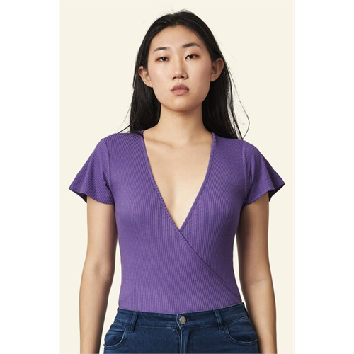 Biconic Purple Flutter Sleeve Bodysuit