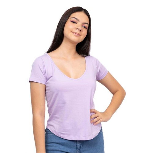 Biconic Purple Scoop Neck Basic Tshirt