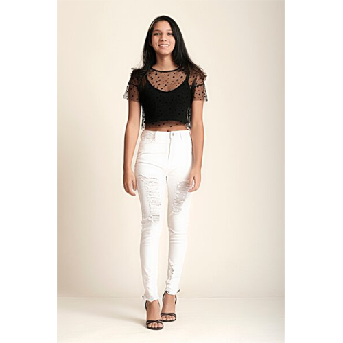 Biconic Ripped Denim White Pant