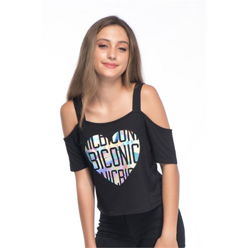 Biconic Solid Colour Graphic Top