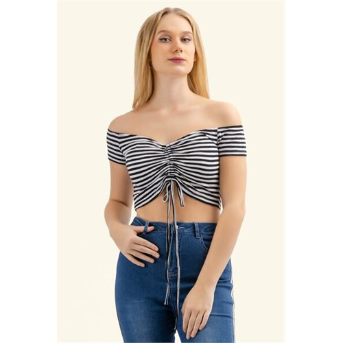 Biconic Striped Off Shoulder Top