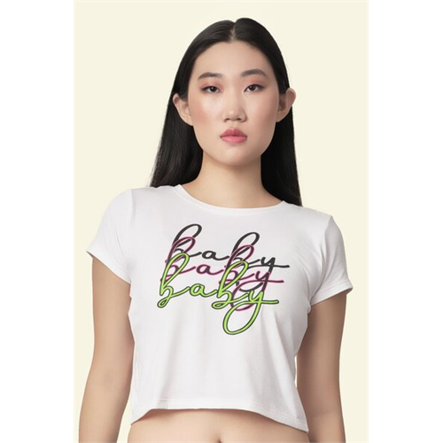 Biconic White Baby Graphic Crop Tee