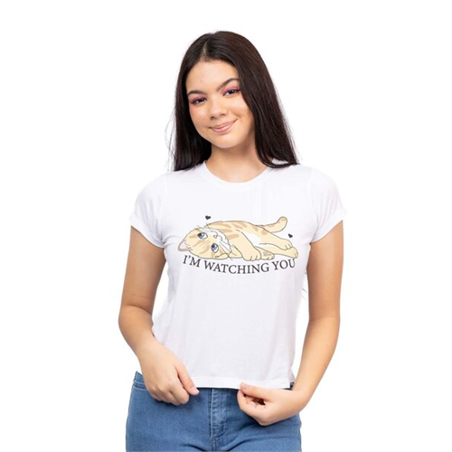 Biconic White Cat Graphic Boxy Tshirt