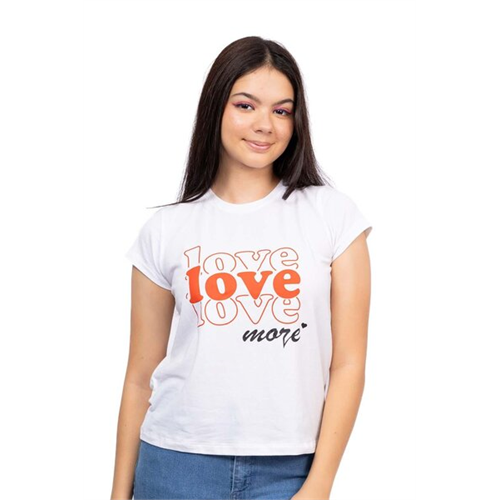 Biconic White Love More Graphic Short Sleeve Tshirt