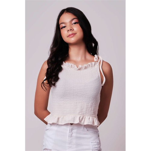 Biconic White Strappy Gathered Top