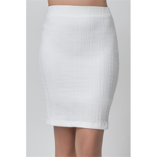 Biconic White Textured Knit Skirt