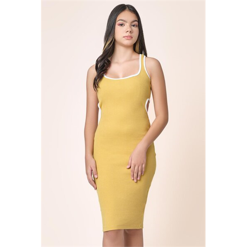 Biconic Yellow Athleisure Dress With Back Cutout