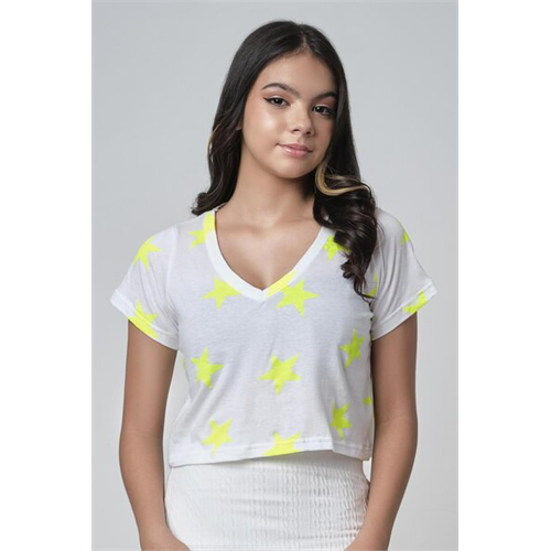 Biconic Yellow Neon Star Print Tee