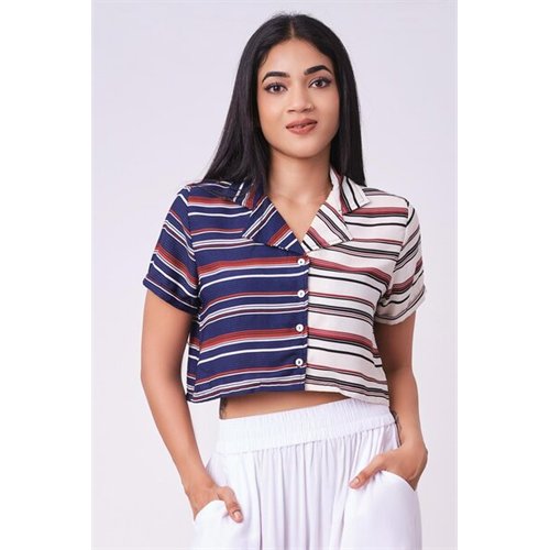 Closed Striped Mix And Match Short Sleeve Top