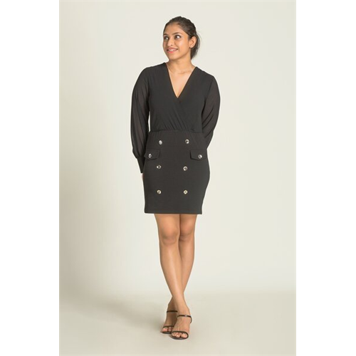 Closet Black Button Detailed Mini Dress