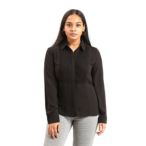 Closet Black Pintuck Long Sleeve Shirt