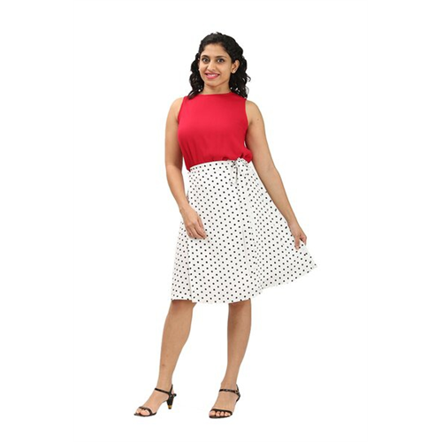 Closet Dot Printed Knee Length Skirt