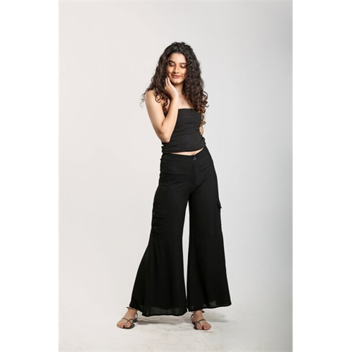 Cotton Collection Black Palazzo Pant By Coco