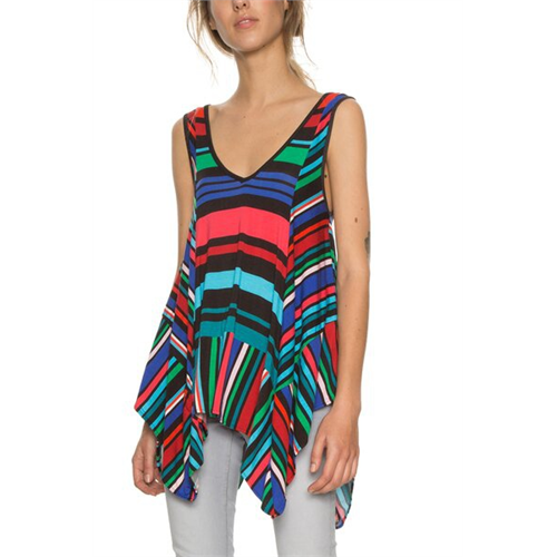 Desigual Printed V Neck Strap T-Shirt