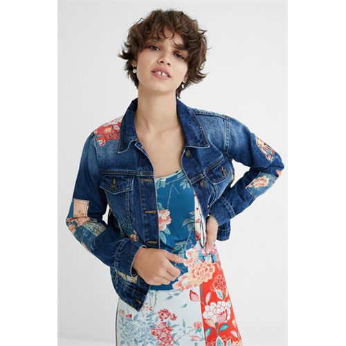 Desigual Slim Denim Jacket Patches