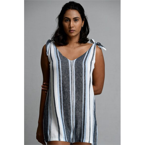 Ekko Blue White Stripe Jessica Linen Playsuit