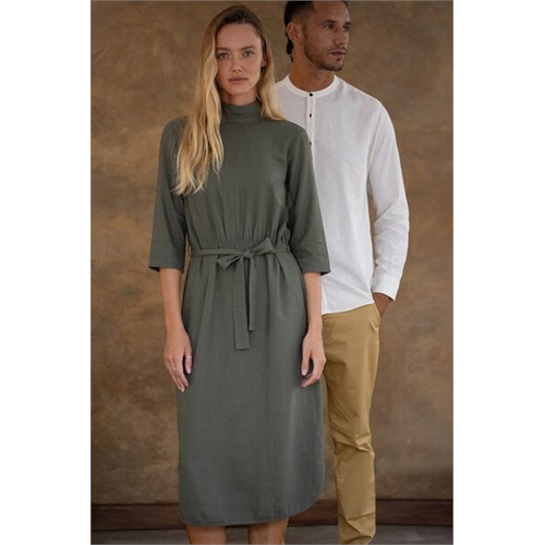 Ekko Olive Linen Viscose Kenny Dress